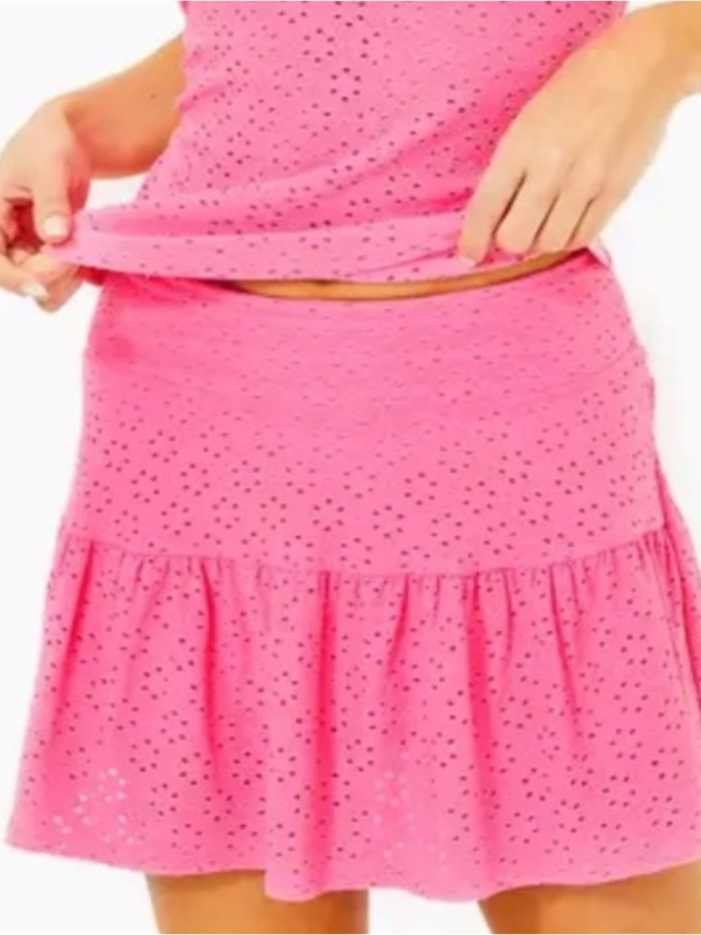 LILLY PULITZER, Luxletic The Gardenia Eyelet Pull on Skort, Size Large